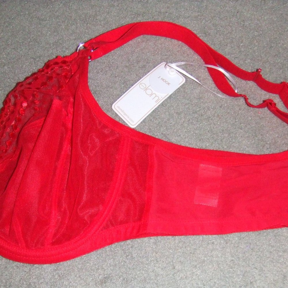 Elomi MATILDA Red Mesh Bra & Goddess KAYLA Panty - Picture 3 of 11